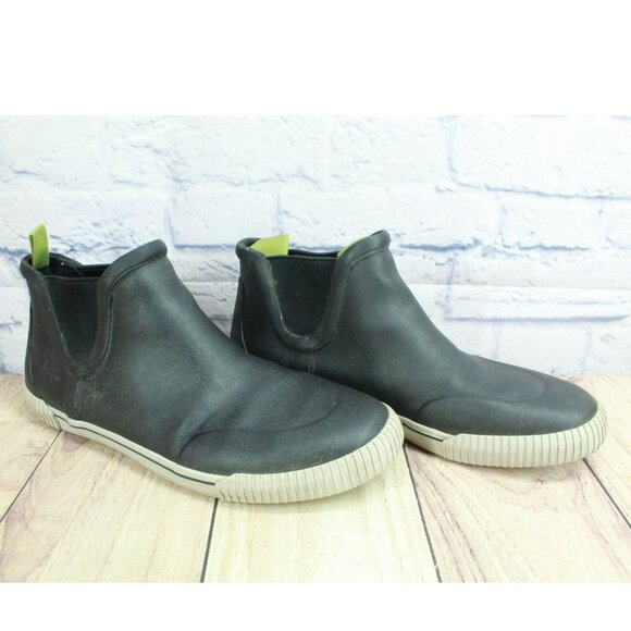 LL Bean Wellie Sport Black Rubber Pull On Waterproof Chelsea Boots Size 11.5 M - Picture 3 of 9